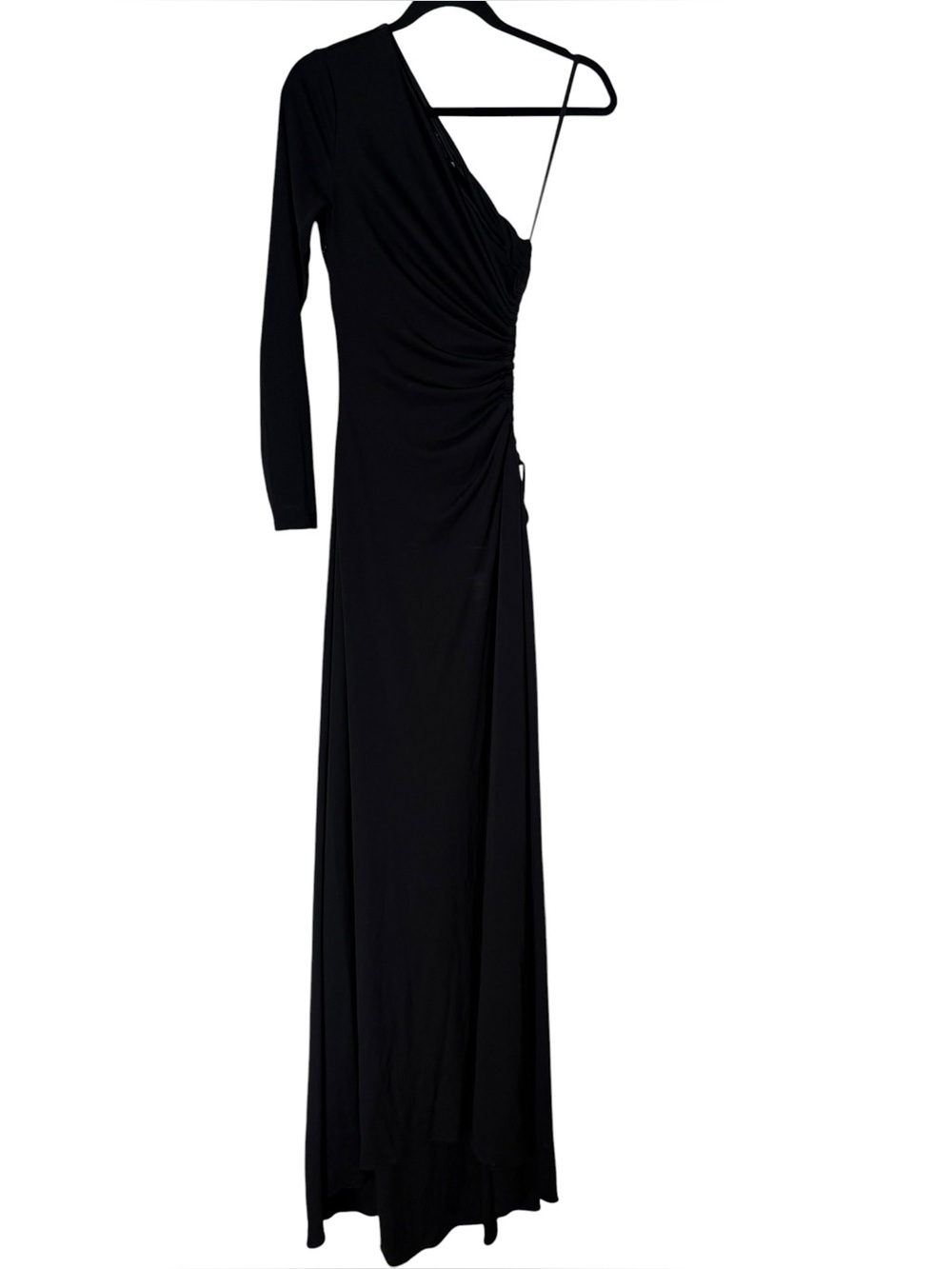 Halston Bay One-Shoulder Matte Jersey Cutout Maxi Gown in Black - Size 4 - Picture 8 of 16